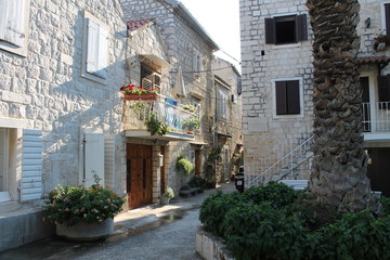 White stone street in the old town of trogira Croatia