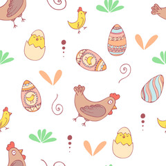 Handdrawn easter seamless pattern