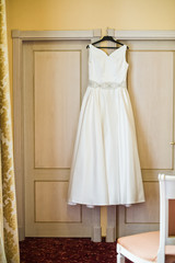 Fototapeta na wymiar Elegant wedding dress of the bride