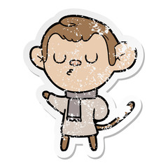 distressed sticker of a cartoon monkey