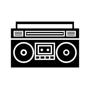 Boombox ghetto blaster silhouette icon. Clipart image isolated on white background