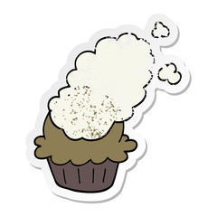 distressed sticker of a cute cartoon pie