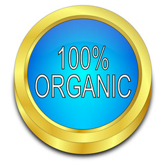 100% Organic Button - 3D illustration