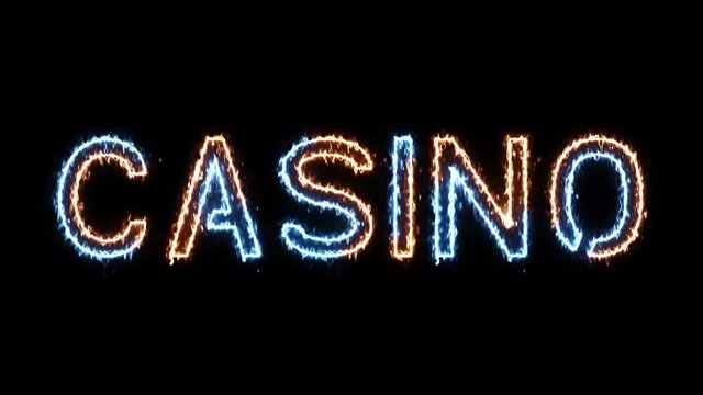 Casino - fire and ice glowing text on transparent background