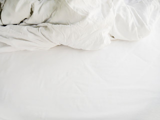 White sheets and blankets after use.