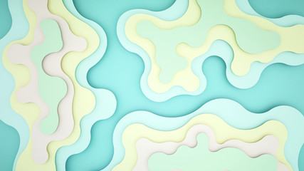 Light pastel wave for artwork background or backdrop- Wavy pastel paper cut style and craft style- Artwork pastel wave and empty space for add message - 3D Illustration