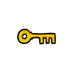 textured cartoon doodle of a brass key