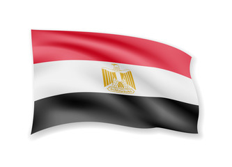 Waving Egypt flag on white. Flag in the wind.