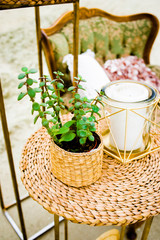 The decor is made in a rustic style.