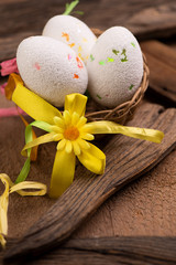 Obraz na płótnie Canvas Easter Eggs and in the Nest