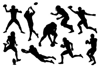 vector set of silhouette american football player