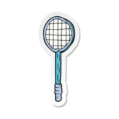 sticker of a cartoon old tennis racket