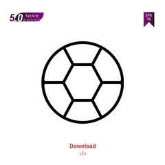 Obraz premium Zarys ikona piłki nożnej na białym tle. Najlepszy nowoczesny. Projekt graficzny, aplikacja mobilna, ikony urody 2019, interfejs użytkownika. Edytowalny skok. Eps10 wektor w formacie