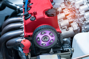 Modern powerful car engine section