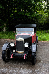 Red and Black Vintage Car