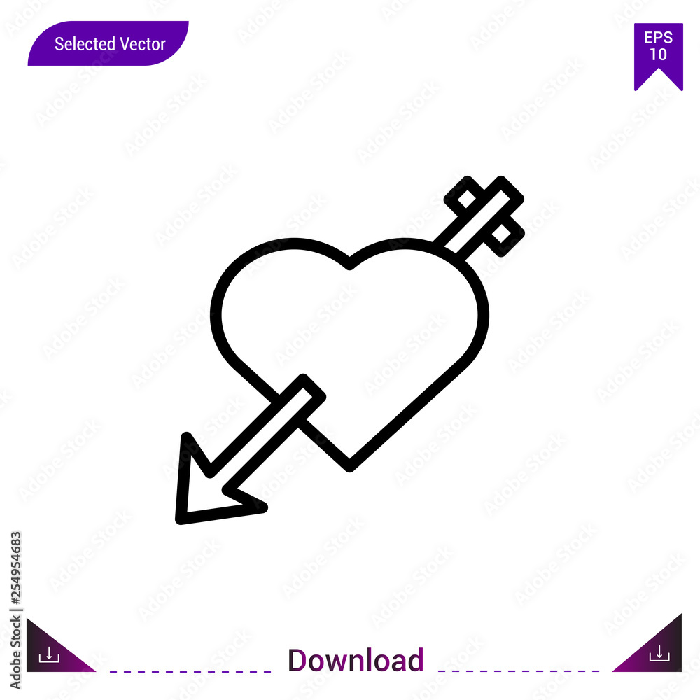 Poster cupid-arrow vector icon. best modern, simple, isolated, flat icon for website design or mobile appli