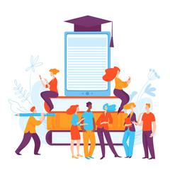 Vector concept  illustration with people in on-line education process