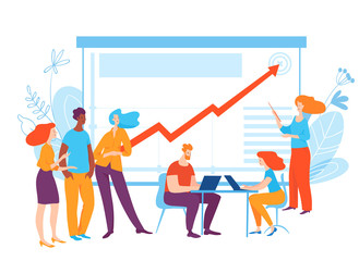 Vector illustration with business people planning business 
