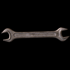 Wrench. Spanner repair tool. Mechanic or engineer instruments. Support service 3d render illustration on black background.