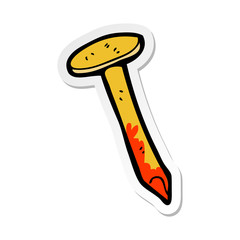 sticker of a cartoon bloody nail