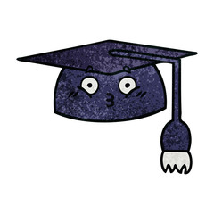retro grunge texture cartoon graduation hat