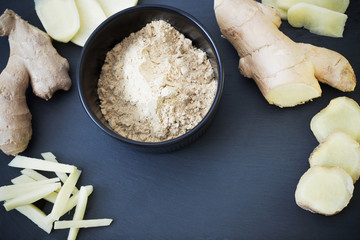 ginger on black background