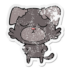 distressed sticker of a cute cartoon dog