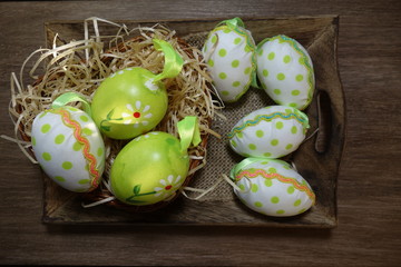 Easter eggs - mass production of plastic Easter eggs - Easter tradition - selective focus