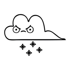 line drawing cartoon storm snow cloud