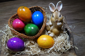 Fototapeta na wymiar Beautiful colorful easter eggs - Easter tradition