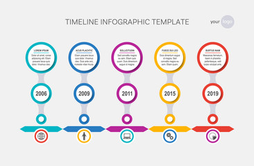 Vector timeline infographic template milestones of your company