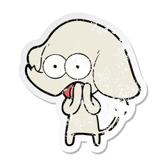 distressed sticker of a cute cartoon elephant