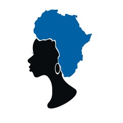 african woman with map on her hair vector illustartion