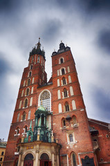 Naklejka premium old krakow cathedral in the city