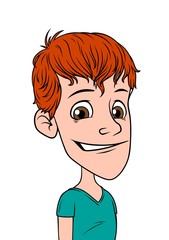 Cartoon redhead boy character. Isolated on white background. Vector icon avatar.