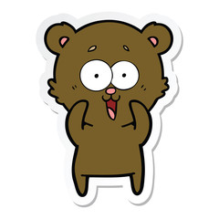 sticker of a laughing teddy  bear cartoon