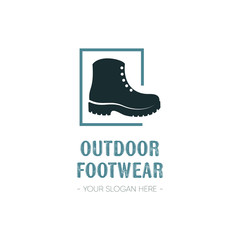 Outdoor footwear logo template design with single boot