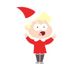 flat color illustration of a man gasping in surprise wearing santa hat