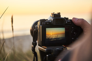 Sonnenuntergang fotografieren - obrazy, fototapety, plakaty