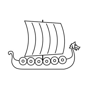 Viking ship outline icon. Clipart image isolated on white background