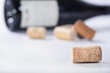 Wine traffic jams and bottle of wine on a white background.