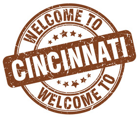 welcome to Cincinnati brown round vintage stamp