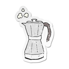 retro distressed sticker of a cartoon stovetop espresso maker