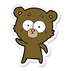 sticker of a worried bear cartoon