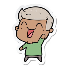 sticker of a cartoon man laughing