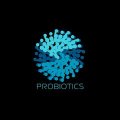 Probiotics logo. Bacteria logo. Concept of healthy nutrition ingredient for therapeutic purposes. Simple flat style trend modern logotype graphic design isolated