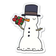 sticker of a cartoon snowman