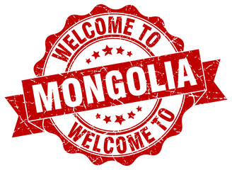 Obraz premium Mongolia round ribbon seal