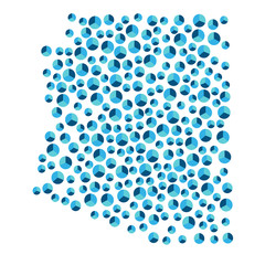Arizona, U.S. state map background blue round closely placed pie charts for infographics eps