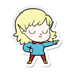 Obraz premium sticker of a cartoon elf girl